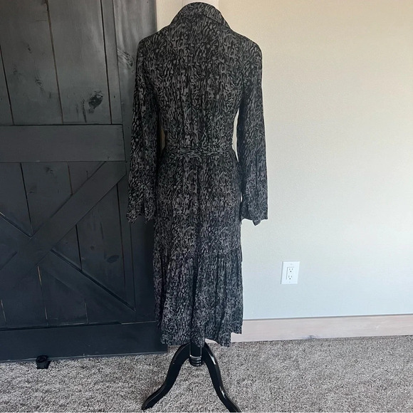 NWOT Rails Beatrice Voile Midi Dress Charcoal Abstract Animal Print Casual XS - Picture 7 of 11